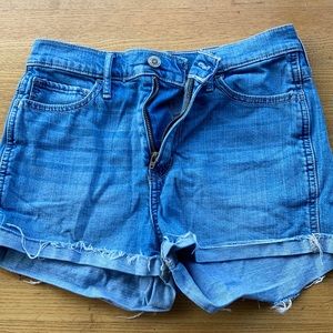 High-waisted denim cutoff shorts